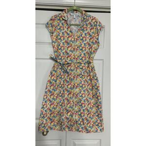 Ellen Ortan Vintage Inspired Flower Power Floral Dress Cottagecore Size M